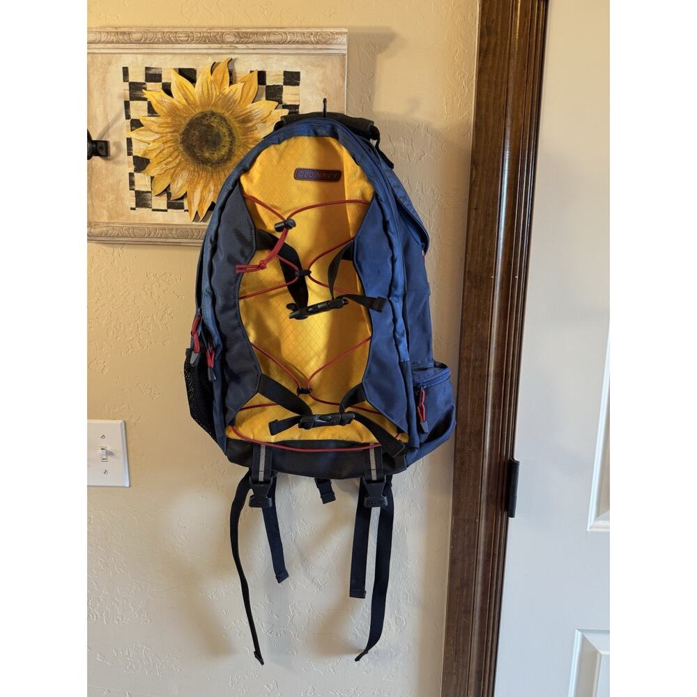 Vintage 2001 Old Navy Backpack Yellow Navy School Travel Bag